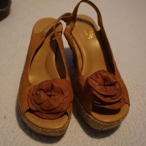 Leather Cork Platform Heels